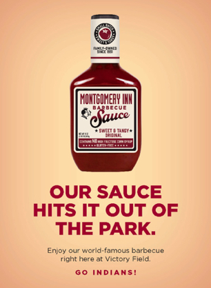 This is a straightforward napkin holder sign for the Indianapolis Indians that features the package label that I designed as well.